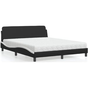 vidaXL Bed met matras kunstleer zwart en wit 160x200 cm