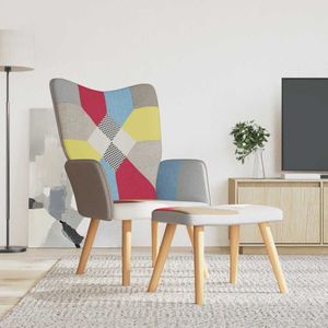 vidaXL Relaxstoel met voetenbank patchwork stof