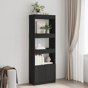 vidaXL Hoge kast 63x33x180 cm bewerkt hout zwart