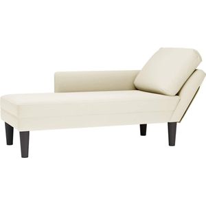 vidaXL Chaise longue met kussen&rechterarmleuning fluweel crèmekleurig
