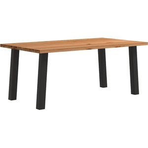 vidaXL - Eettafel - rechthoekig - 180x100x74 - cm - massief - eikenhout - lichtbruin