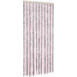 vidaXL-Vliegengordijn-56x200-cm-chenille-zilvergrijs-en-roze