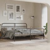 vidaXL Bedframe met hoofd- en voeteneinde metaal zwart 200x200 cm