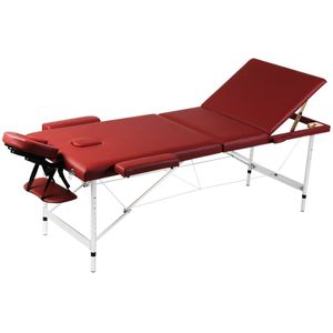 Inklapbare massagetafel 3 zones met aluminium frame (rood)