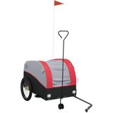 vidaXL Fietstrailer 45 kg ijzer zwart en rood