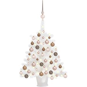 vidaXL Kunstkerstboom met verlichting en kerstballen 65 cm wit