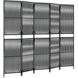 vidaXL-Kamerscherm-5-panelen-poly-rattan-zwart