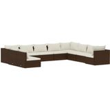 VidaXL 10-delige Loungeset met Kussens - Poly Rattan Bruin