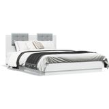 vidaXL Bedframe met hoofdeinde en LED-verlichting wit 120x200 cm