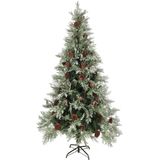 vidaXL Kerstboom met dennenappels 225 cm PVC en PE groen en wit
