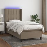 vidaXL Boxspring met matras en LED stof taupe 80x200 cm