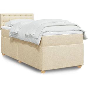 vidaXL Boxspring met matras stof crèmekleurig 100x200 cm