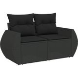 vidaXL 7-delige Loungeset met kussens poly rattan zwart