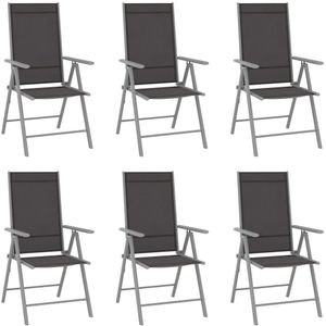 vidaXL Tuinstoelen 6 st inklapbaar textileen zwart
