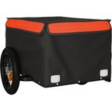 vidaXL Fietstrailer 30 kg ijzer zwart en oranje