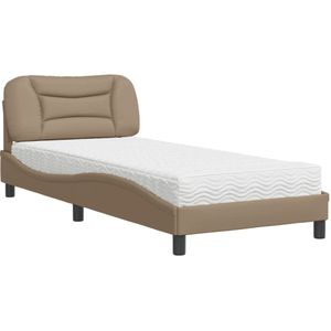vidaXL Bed met matras kunstleer cappuccinokleurig 80x200 cm