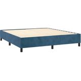 vidaXL Boxspring met matras fluweel donkerblauw 160x200 cm