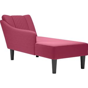 vidaXL Chaise longue met rechterarmleuning fluweel wijnrood