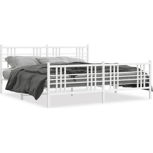 vidaXL Bedframe met hoofd- en voeteneinde metaal wit 200x200 cm