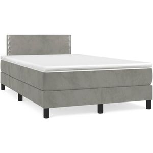 vidaXL Boxspring met matras fluweel lichtgrijs 120x190 cm