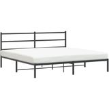 vidaXL Bedframe met hoofdbord metaal zwart 183x213 cm