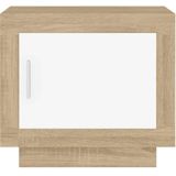 VidaXL Salontafel 51x50x45 cm - Bewerkt Hout - Wit & Sonoma Eiken