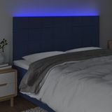 VidaXL Hoofdbord LED 160x5x118/128 cm - Stof Blauw