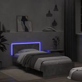 vidaXL Bedframe met hoofdbord en LED-verlichting betongrijs 100x200 cm