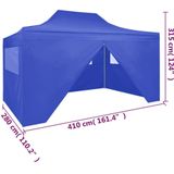 VidaXL Inklapbare Partytent 3x4m Staal Blauw + 4 Zijwanden