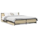 vidaXL Bedframe met lades bewerkt hout sonoma eikenkleurig 120x200 cm