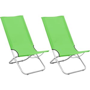 VidaXL Strandstoelen 2 st. inklapbaar - Groene stof