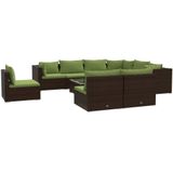 VidaXL 10-delige Loungeset met Kussens - Poly Rattan Bruin