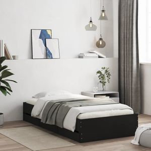 vidaXL Bedframe met lades bewerkt hout zwart 90x200 cm