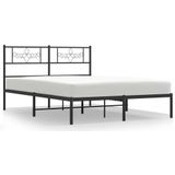 vidaXL Bedframe met hoofdbord metaal zwart 140x190 cm