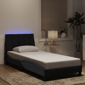 vidaXL Bedframe met LED-verlichting fluweel zwart 80x200 cm