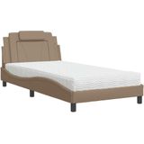 vidaXL Bed met matras kunstleer cappuccinokleurig 100x200 cm