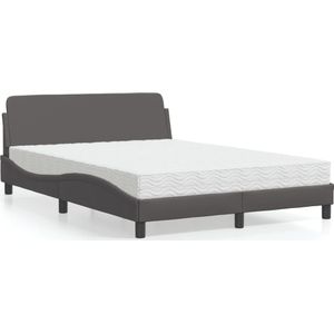 vidaXL Bed met matras kunstleer grijs 140x200 cm