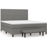 vidaXL Boxspring met matras stof donkergrijs 160x200 cm