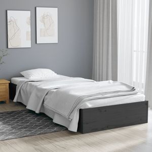 VidaXL Bedframe Massief Hout Grijs 75x190 cm - 2FT6 Small Single