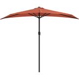 vidaXL Balkonparasol half met aluminium paal 270x144x222 cm terracotta