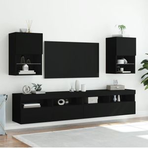 vidaXL Tv-meubels met LED-verlichting 2 st 40,5x30x60 cm zwart