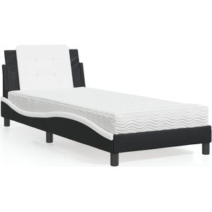 vidaXL Bed met matras kunstleer zwart en wit 90x200 cm