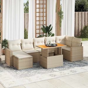 vidaXL - 8-delige - Loungeset - met - kussens - poly - rattan - beige
