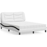 vidaXL Bed met matras kunstleer wit en zwart 140x190 cm