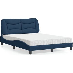 vidaXL Bed met matras stof blauw 120x200 cm