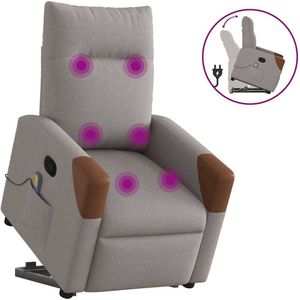 vidaXL Sta-op-massagestoel verstelbaar stof taupe