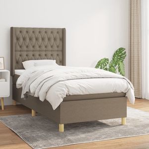 vidaXL Boxspring met matras stof taupe 90x190 cm