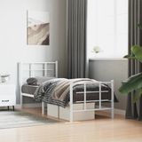 vidaXL Bedframe met hoofd- en voeteneinde metaal wit 80x200 cm