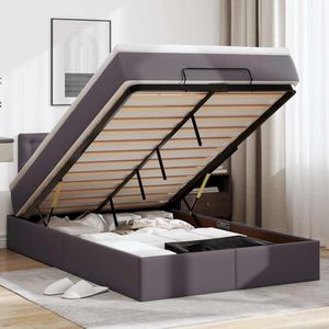 vidaXL Ottoman bed met matras 120x190 cm kunstleer grijs