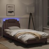 vidaXL Bedframe met LED-verlichting kunstleer bruin 90x190 cm